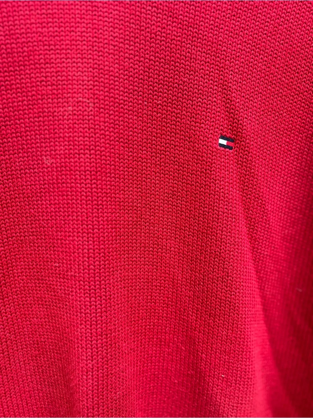 TOMMY HILFIGER Red Cotton Knit Crewneck Classic Sweater Mens Large